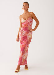 Kasey Midi Dress - Flamingo Fling