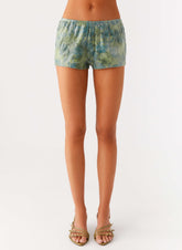 Ajean Sequin Mini Shorts - Lime Blood