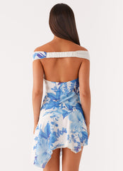 Alma Mini Dress - Blue Floral Print