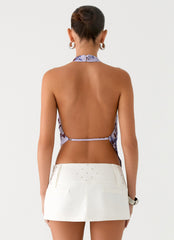 Altego Layered Backless Top - Antique Lilac Floral