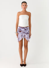 Altego Low Rise Hanky Mini Skirt - Antique Lilac Floral