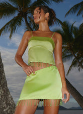 Bora Bora Beaded Top - Lime