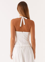 Cheryl Bustier Halter Top - White