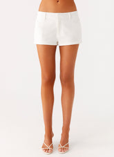 Delong Low Rise Linen Shorts - White