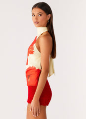 Felicity Halter Top - Scarlet Floral