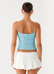 French Exit Sequin Top - Blue