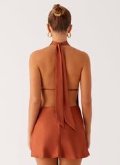 Golden Dunes Mini Dress - Rust