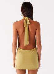 Haisley Cowl Mini Dress - Lime Green