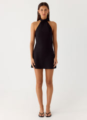 Keena Scarf Mini Dress - Black