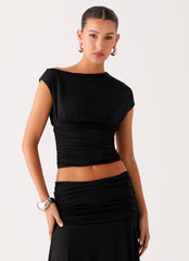 Liana Asymmetrical Top - Black