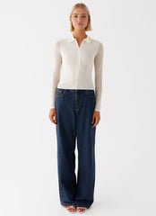 Lorna Zip Up Shirt - Ivory