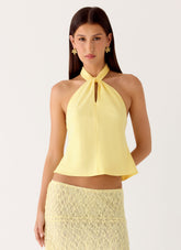 Maddox Scarf Top - Lemon