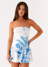 Mario Mini Dress - Blue Floral Print