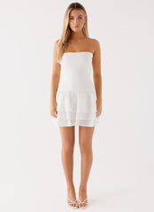 Martha Ruffle Mini Dress - White