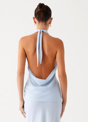 Michaella Chiffon Twist Top - Blue