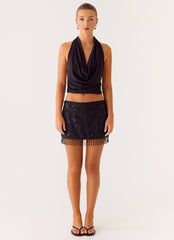 Overload Beaded Mini Skirt - Black