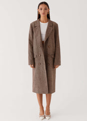 Since Way Back Longline Coat - Brown