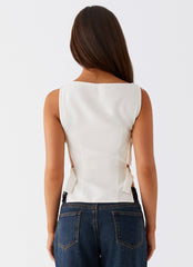 Cherish You Buckle Top - White