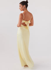 Flora Satin Maxi Dress - Lemon