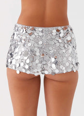 Try Me Sequin Mini Shorts - Silver