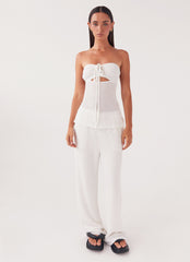 Jadey Strapless Waffle Top - White