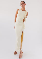 Stay With Me Frill Maxi Dress - Buttercream