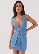 Capri Glow Knit Top - Azure