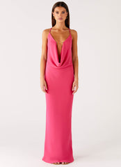 Pure Heart Cowl Maxi Dress - Fuchsia