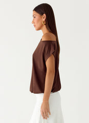 Raeni Off Shoulder Top - Chocolate