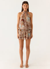 Rhodanthe Drop Waist Mini Dress - Desert Blur