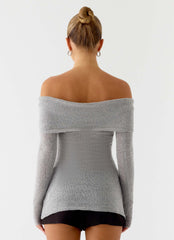 Romeo Bardot Knit Top - Grey