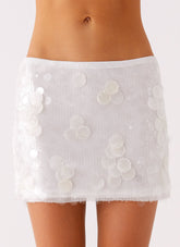 Salihah Sequin Shell Mini Skirt - White