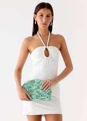 Shimmer Scene Clutch Bag - Turquoise