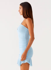 Spears Halter Mesh Mini Dress - Blue