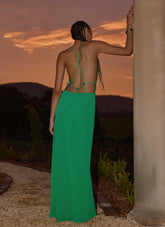 Tropic Muse Beaded Cowl Maxi Dress - Green