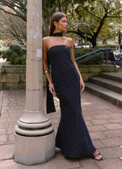 Under The Pagoda Maxi Dress - Black Polkadot