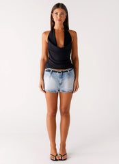 Unreal Denim Mini Shorts - Bleached Blue