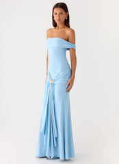 Vee Bardot Maxi Dress - Blue