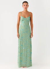 Vietta Sequin Cami Maxi Dress - Mint