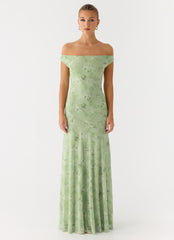 Wasting Time Maxi Dress - Blurred Lime