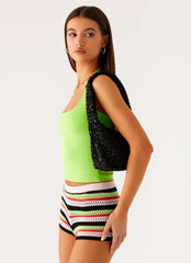 Zinzi Sequin Shoulder Bag - Black