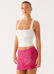 Adored By You Mini Skirt - Fuchsia