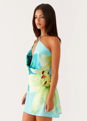 Aiva Mini Dress - Turquoise Floral