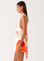 Alicia Satin Halter Mini Dress - Mimosa Blossom