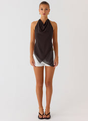 Altego Layered Backless Top - Cool Chocolate