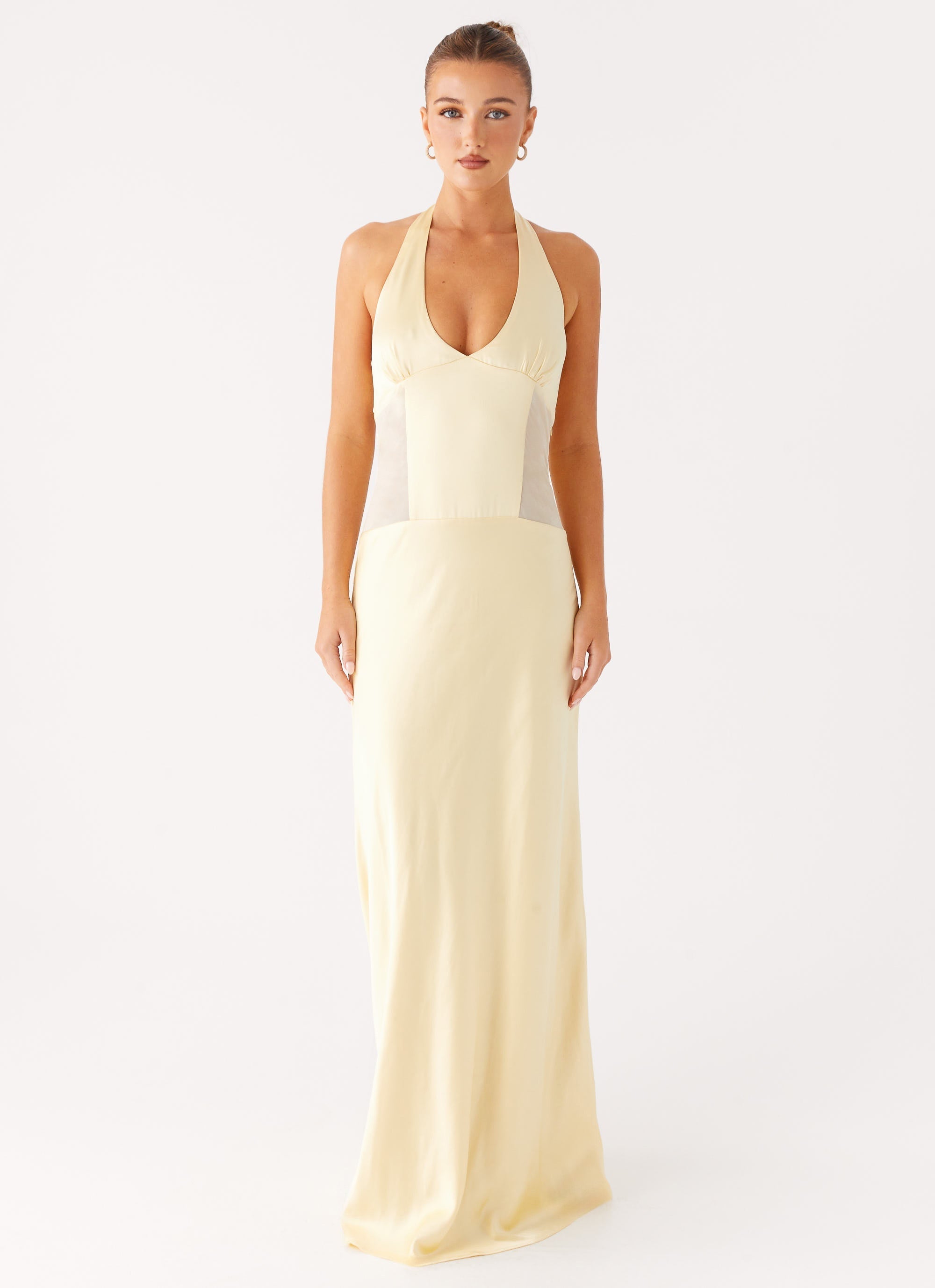 Ambre Mesh Panel Maxi Dress - Yellow
