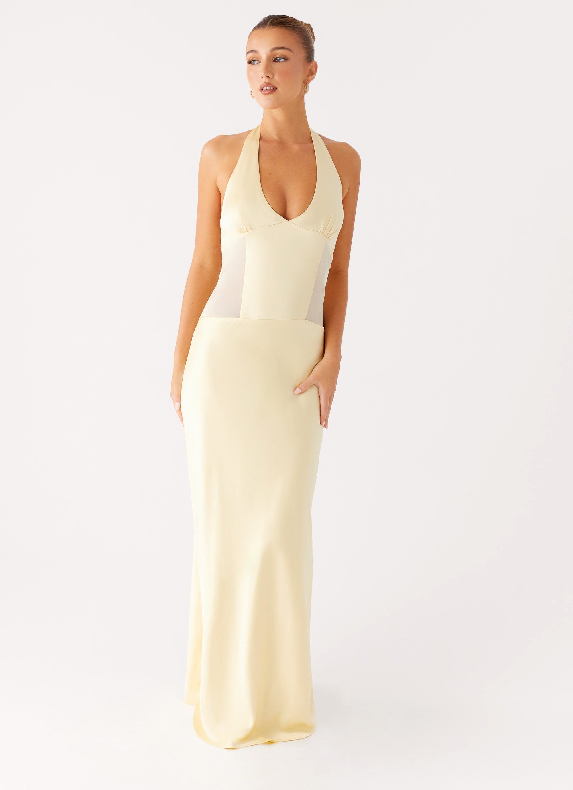 Ambre Mesh Panel Maxi Dress - Yellow