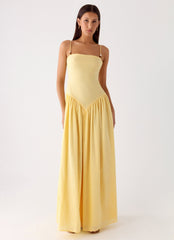 Aura Linen Maxi Dress - Lemon