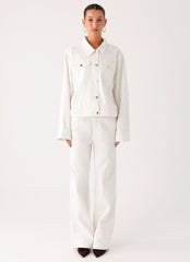 Back Again Oversized Denim Jacket - White