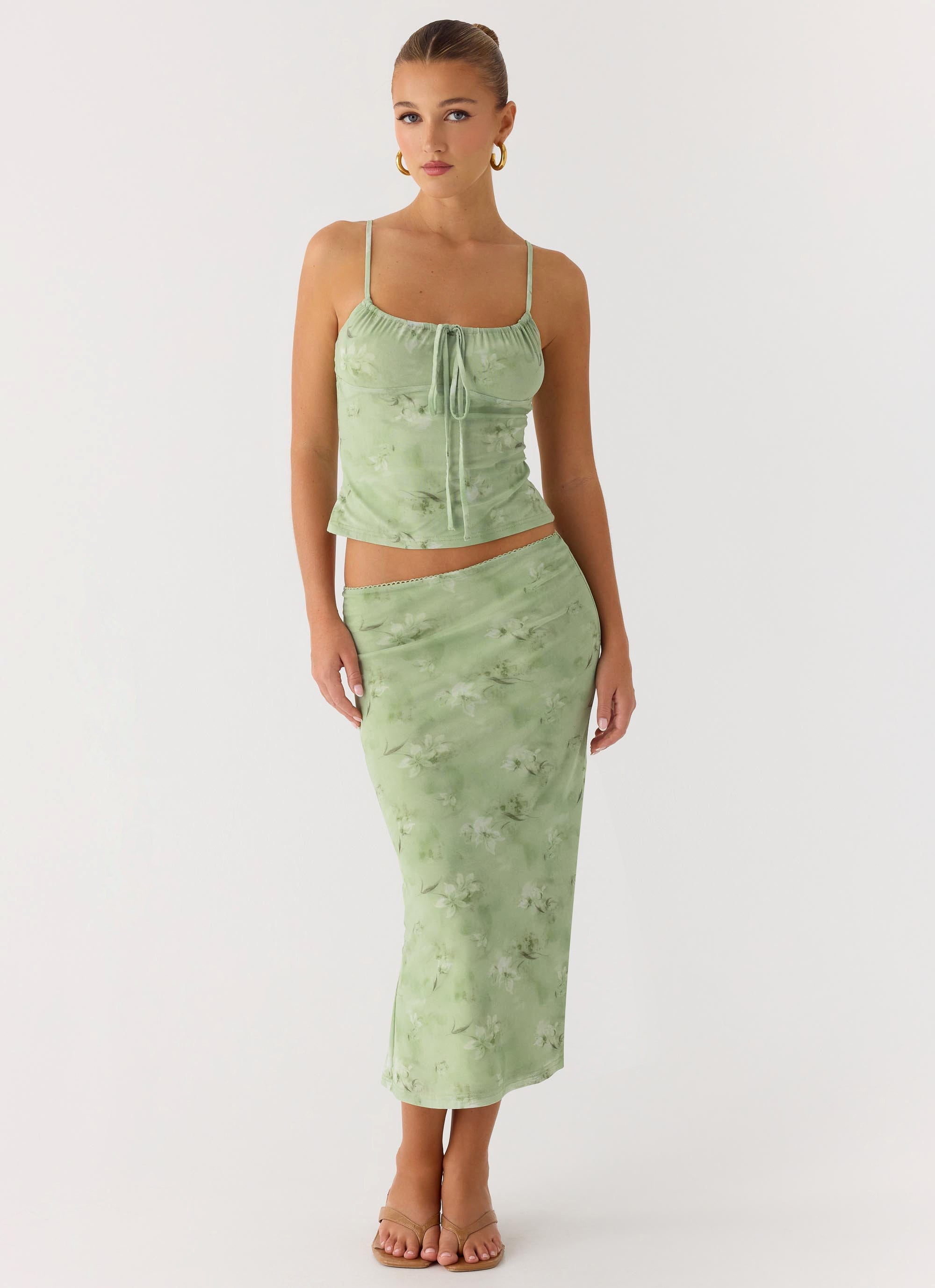 Bahama Low Rise Midi Skirt - Blurred Lime